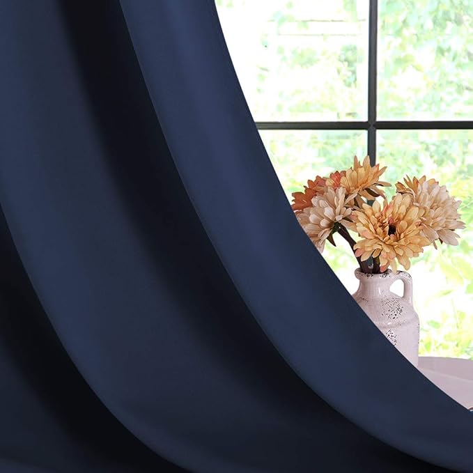 NICETOWN Blackout Curtain Panels, Window Treatment Energy Saving Thermal Insulated Solid Grommet Blackout Drapes/Draperies (Navy, 1 Pair, 70 by 108-inch)