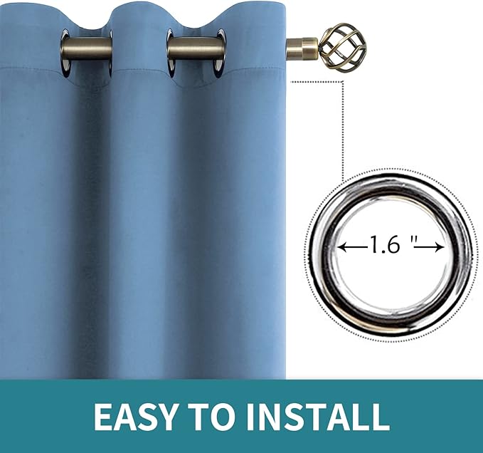 BGment Blackout Curtains for Bedroom - Grommet Thermal Insulated Room Darkening Curtains for Living Room, Set of 2 Panels (42 x 84 Inch, Faded Denim)