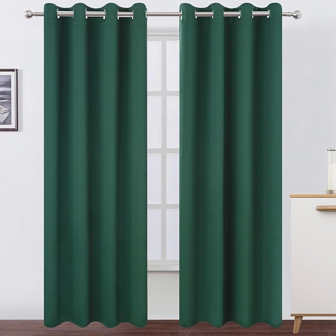 LEMOMO Blackout Curtains 52 x 120 Inch Long Dark Green Curtains Set of 2 Panels Room Darkening Curtains for Bedroom and Living Room