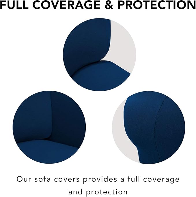 PureFit Super Stretch Sofa Slipcover – Spandex Non Slip Soft Couch Sofa Cover, Washable Furniture Protector with Non Skid Foam and Elastic Bottom for Kids, Pets （Loveseat, Navy）
