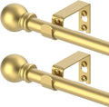 GXOACKJ 2 Pack Gold Curtain Rods for windows 32 to 62 inch, 5/8 inch Splicing Heavy Duty Metal Curtain Rod Set with Brackets