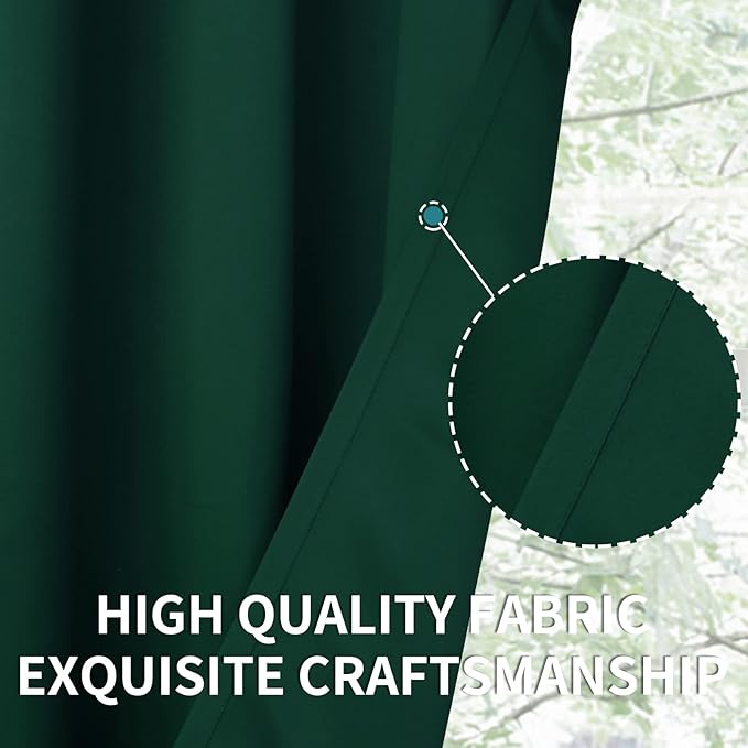 BGment Blackout Curtains for Bedroom - Grommet Thermal Insulated Room Darkening Drapes for Living Room, Set of 2 Panels (38 x 54 Inch, Emerald Green)