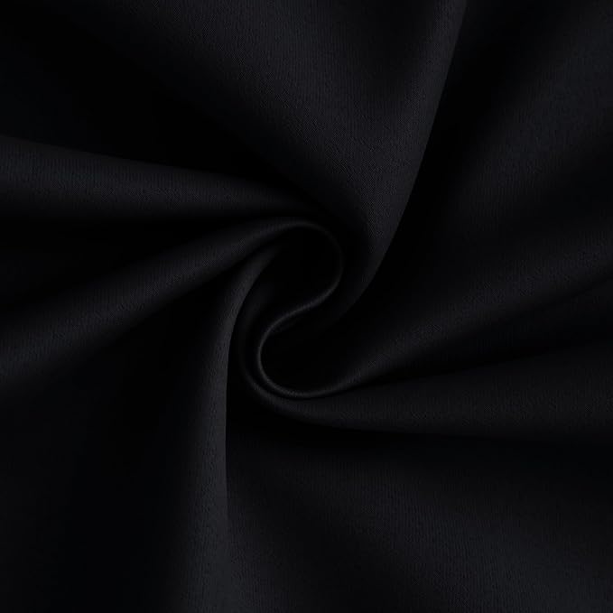 Yakamok 100% Blackout Curtain Panels 96 inches Cold and Light Blocking Drapes for Nursery, 2 Thick Layers Thermal Insulated Draperies (2 Pieces, 50 Wide Each Panel, Black Front with White Backing)