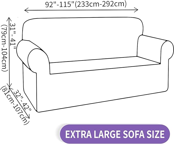 ZNSAYOTX Oversized Super Stretch Couch Cover (92"-115"), New Striped Sofa Covers Comfortable & Durable, Dog Cat Pets Friendly Extra Large Spandex Sofa Slipcovers (Beige, XL Sofa)