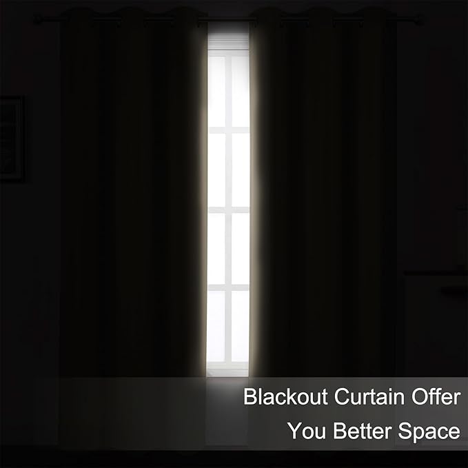 LEMOMO Blackout Curtains 66 x 72 Inch Long Khaki Curtains Set of 2 Panels Room Darkening Curtains for Bedroom and Living Room