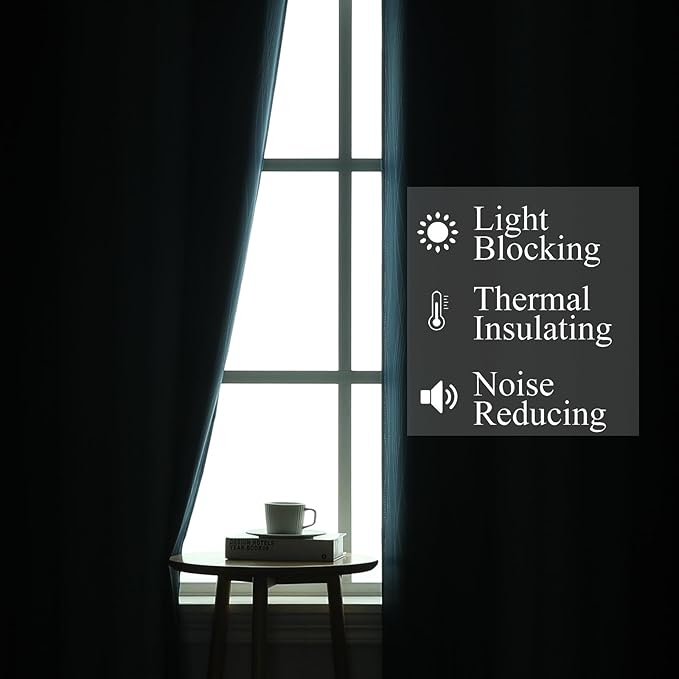 Estelar Textiler Black and Navy Blue Ombre Blackout Curtains 45 Inches Long, Full Room Darkening Gradient Drapes for Kitchen, Thermal Insulated Grommet Short Curtains for Bathroom, 42Wx45L, 2 Panels