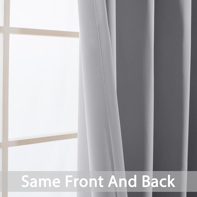 Yakamok Wide Thermal Blackout Patio Door Curtain Panel, Light Grey Grommet Sliding Door Insulated Curtains, Extra Wide Curtains for Sliding Glass Door, Light Gray, W52 x L84, 1 Panel