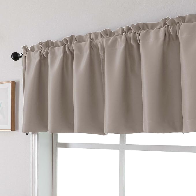 Chyhomenyc Stone Valances for Window, Room Darkening Short Curtains for Kitchen Bedroom Living Room, Rod Pocket Top Small Window Treatment Valance RV Bunk Panels, 60Wx14L, 2 Pieces