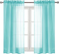 DWCN Aqua Sheer Curtains Semi Transparent Voile Rod Pocket Curtains for Bedroom and Living Room, 42 x 54 inches Long, Set of 2 Panels