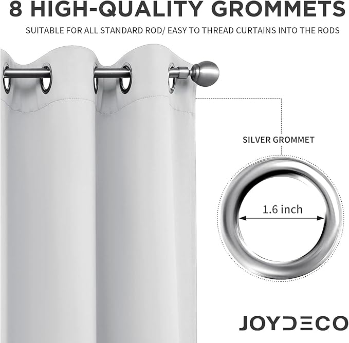 Joydeco White Curtains 120 Inches Long 2 Panels Set, Thermal Insulated Long Curtains& Drapes 2 Burg, Christmas Drapes for Living Room Bedroom Window (W52 x L120 Inch, Greyish White)