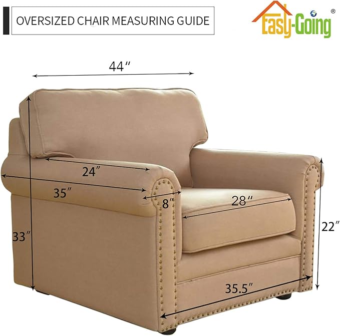 Easy-Going Stretch Oversized Chair Sofa Slipcover 1-Piece Couch Sofa Cover Furniture Protector Soft with Elastic Bottom for Kids Spandex Jacquard Fabric Small Checks Navy