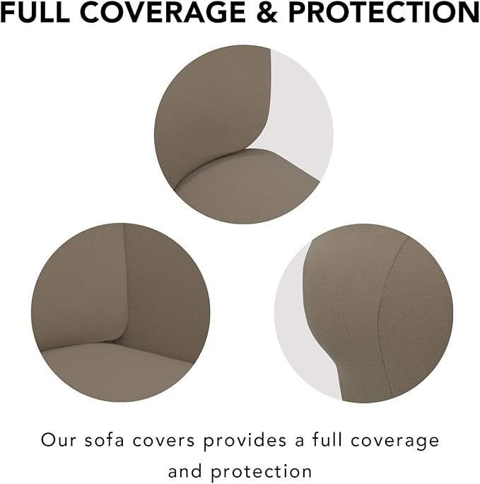PureFit Super Stretch Sofa Slipcover – Spandex Non Slip Soft Couch Sofa Cover, Washable Furniture Protector with Non Skid Foam and Elastic Bottom for Kids, Pets （Sofa, Natural）