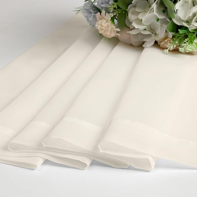 OVZME Cream Sheer Curtains 36 inch Length 2 Panels Set, Light Filtering Voile Rod Pocket Short Window Curtians for Bathroom Living Room Farmhouse Small Windows, Each 42Wx36L Inches