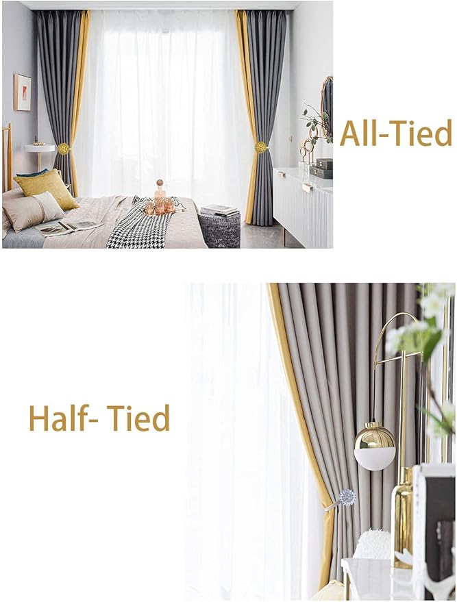 Magnetic Tiebacks for Curtains, 2 Pack Sparkling Crystal Flower Curtain Tiebacks Curtain Buckle Clips with High-Elastic Spring Wire for Home Office Decoration (Peacock Blue)