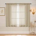 Taupe Window Sheer Curtains 45 Inches Length, Voile Short Curtains for Living Room Bedroom, Modern Soft Window Drapes 2 Panels Set, Top Dual Rod Pocket Design, 2x42Wx45L Inches