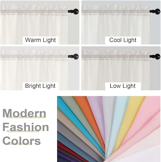 Ivory Sheer Curtains for Bedroom Living Room 96 Inches Long 2 Panels, Modern Airy Soft Lightweight Rod Pocket Light Filtering Sheer Curtains Drapes, Ivory, Each 42" Wx96 L Inch