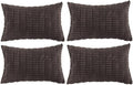 Fancy Homi 4 Packs Boho Dark Brown Decorative Throw Pillow Covers 12x20 Inch for Living Room Couch Bed Sofa, Rustic Modern Farmhouse Home Decor, Soft Plush Corduroy Cute Square Cushion Case 30x50 cm