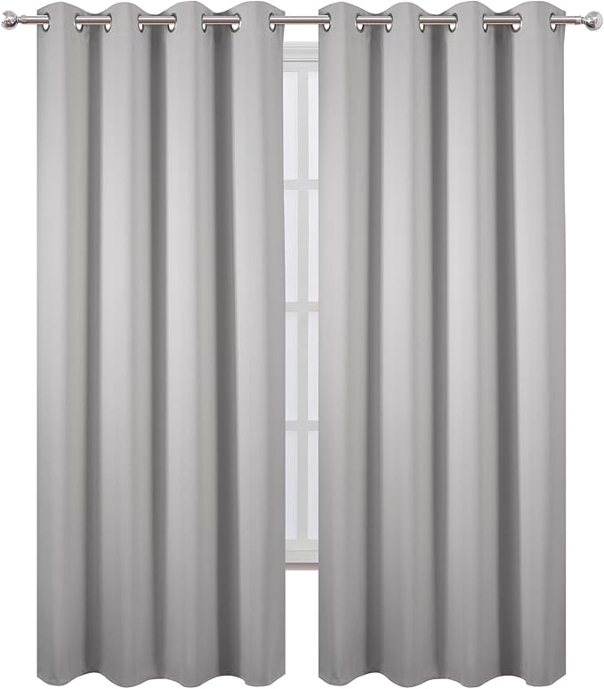 LEMOMO Blackout Curtains 52 x 120 Inch Long Light Grey Curtains Set of 2 Panels Room Darkening Curtains for Bedroom and Living Room