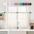Ivory Small Sheer Curtains 2 Panels Set, Kitchen Curtains 36 Inch Length, Elegant Light Filtering Short Window Drapes for Living Room Bedroom, Dual Rod Pocket Design, 2x42Wx36L Inches