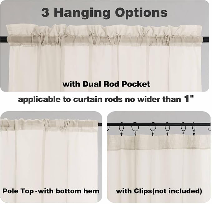 Chyhomenyc Cream Sheer Curtains 90 Inches Long 2 Panels, Light Filtering Cream Curtains for Living Room, Soft Gentle Voile Rod Pocket Bedroom Window Drapes, 59Wx90L Inch, 2PCS