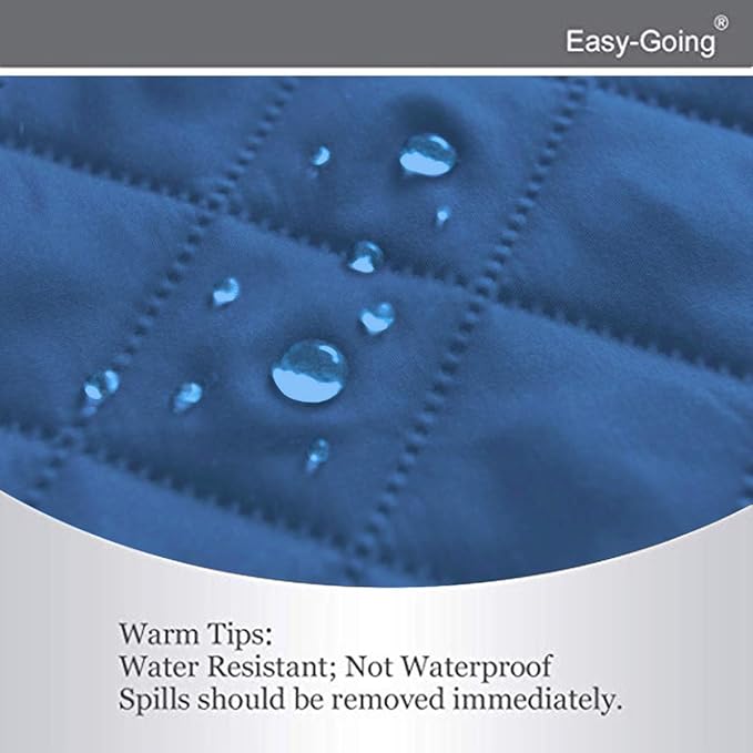 Easy-Going 4 Seater Sofa Slipcover Reversible Sofa Cover Water Resistant Couch Cover with Foam Sticks Elastic Straps Furniture Protector for Pets Children Dog Cat (XX-Large, Blue/Ivory)