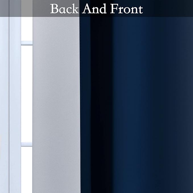 SimpleHome Ombre Room Darkening Curtains for Living Room, Light Blocking Gradient Blue to Greyish White Thermal Insulated Grommet Window Curtains/Drapes for Bedroom, 2 Panels, 52x72 inches Length