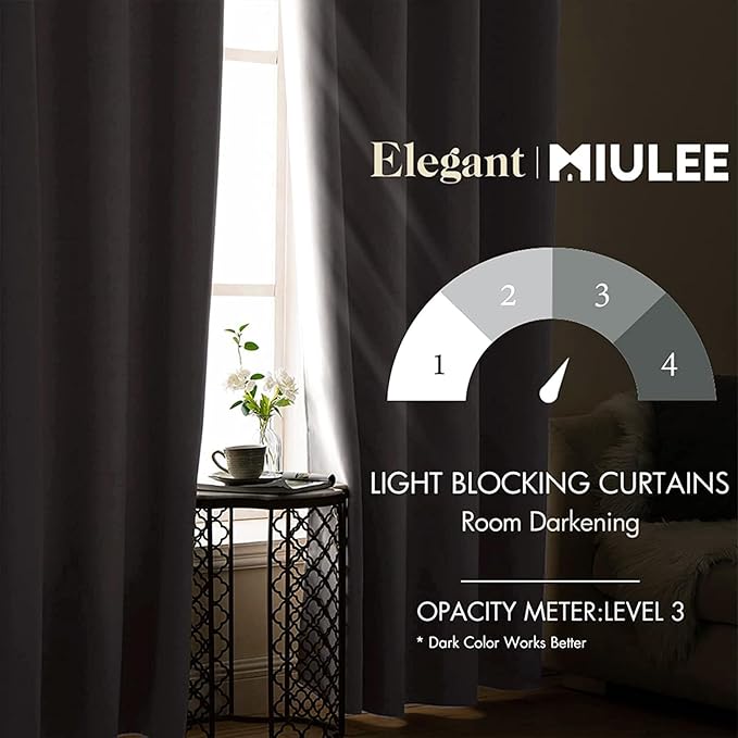 MIULEE Room Darkening Curtains Thermal Insulated Drapes Solid Window Treatment Set Grommet Top Light Blocking Blackout Curtain for Living Room/Bedroom 2 Panels 42 x 63 inch Pure White