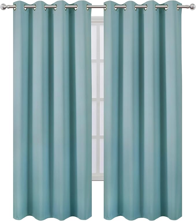 LEMOMO Stone Blue Thermal Blackout Curtains/52 x 95 Inch/Set of 2 Panels Room Darkening Curtains for Bedroom
