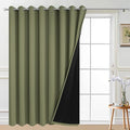 Yakamok 100% Blackout Thermal Insulated Sliding Door Curtains, Noise Reducing Barrier Curtains for Sliding Glass Doors, Full Light Blocking Room Divider Darpes, Sage, W100 x L96, 1 Panel