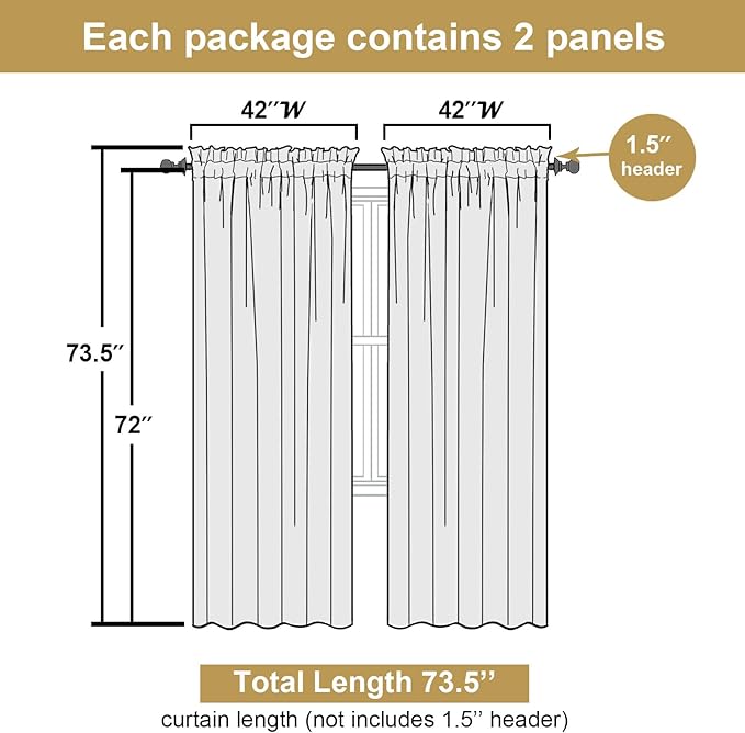 Lecloud Leia Black Sheer Curtains 72 Inches Long 2 Panels, Jacquard Leaf Textured Light Filtering Bedroom Curtains, Rod Pockets Airy Voile Drapes for Living Room Dining Room, Each Panel 42" W x 72" L