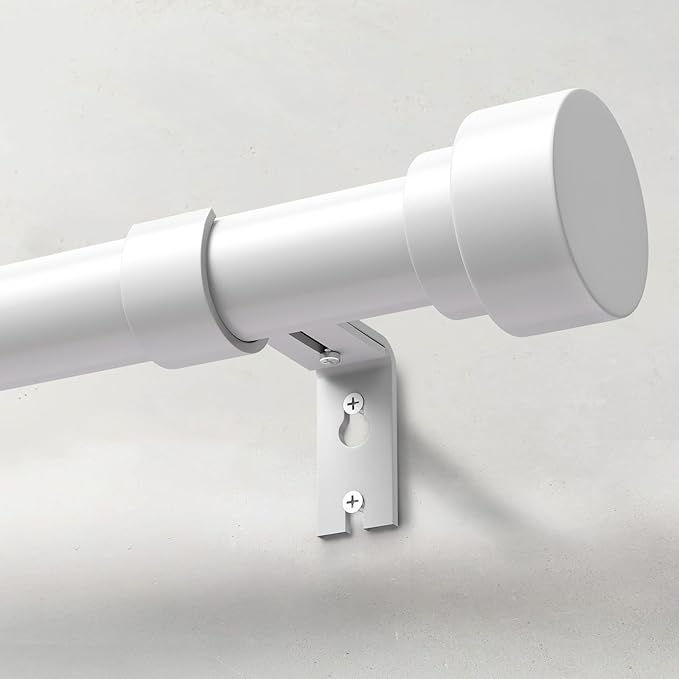 Extra Long Curtain Rods for Windows 32 to 240 Inch, 1 Inch White Curtain Rod, Heavy Duty Curtains Rods for Patio, Farmhouse, Bedroom, Living Room, Adjustable Metal Curtains Rod (A1,White,32"-240")