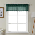 Gwine Hunter Green Valances for Windows, Small Light Filtering Rod Pocket Cafe Valance Curtains, Soft Sheer Curtain for Bathroom Laundry Basement, 42Wx14L inch, 2 Pieces