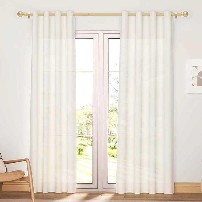Gold Curtain Rod for Windows 30 to 60 Inch, 5/8 Inch Diameter Adjustable Curtain Rods With Brackets, Heavy Duty Easy to Install Curtain Rods for Bedroom, Outdoor Curtain Rod for Patio