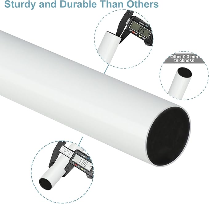 Byondeth Curtain Rods for Windows 16 to 200 Inches Adjustable Length 1 Inch Diameter Window Curtain Rod with Aluminium End Cap, White