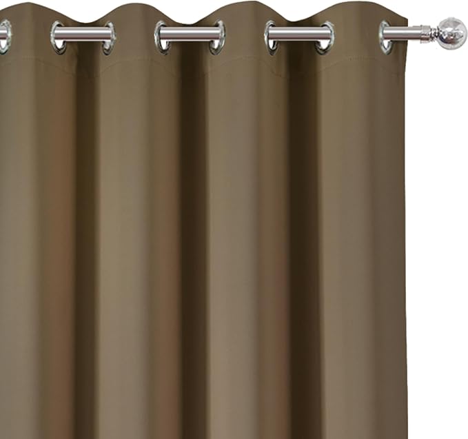 LEMOMO Brown Blackout Curtains 52 x 63 Inch Length/Set of 2 Curtain Panels/Thermal Insulated Room Darkening Curtains for Bedroom and Living Room
