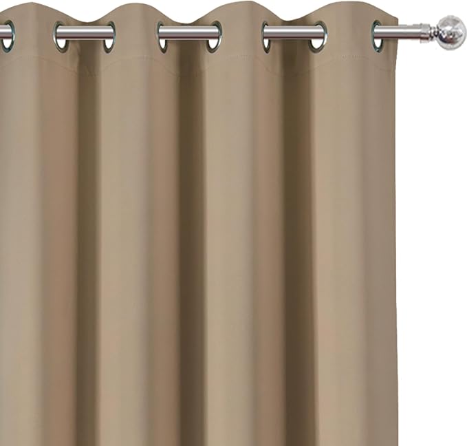 LEMOMO Natural Thermal Blackout Curtains/52 x 72 Inch/Set of 2 Panels Room Darkening Curtains for Bedroom