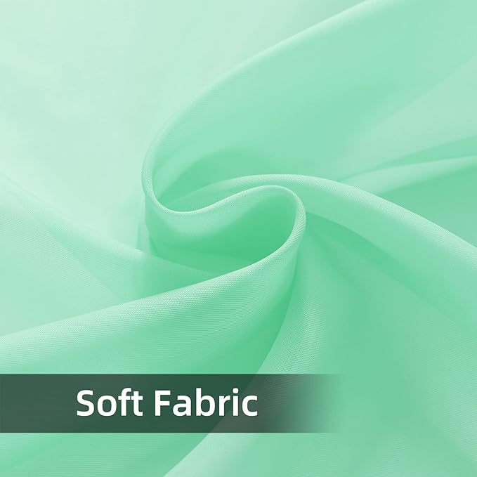 youleyar Solid Sheer Rod Pocket Curtain Voile Draperies 2 Panels White Beige Black Grey Coffee 52 Inch Width 90 Inch Long 1 Pair for Kitchen Bedroom Children Living Room Yard (Light Green,52Wｘ90L)