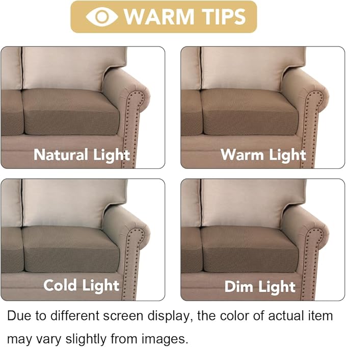 H.VERSAILTEX Super Stretch Individual Seat Cushion Covers Sofa Covers Couch Cushion Covers Slipcover Sets Thick Jacquard Textured Twill Fabric (1 Piece Chair Cushion Cover, Macchiato)