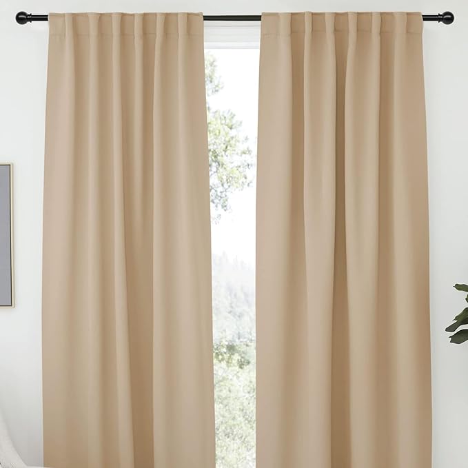 Black Curtain Rods for Windows 66 to 120, Adjustable Length, Heavy Duty Steel Rod, Wall Mounted, 120 Inch