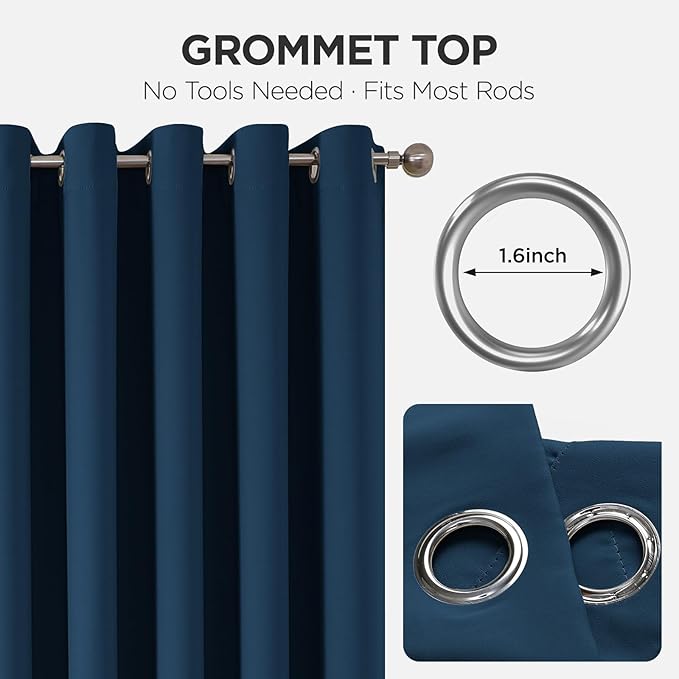 Joydeco Blackout Door Curtain for Doorway Privacy 84 Inches Long, Grommet Closet Curtain for Open Closet, Room Divider for Bedroom Living Room (Navy Blue, 52Wx84L, 1 Panel)