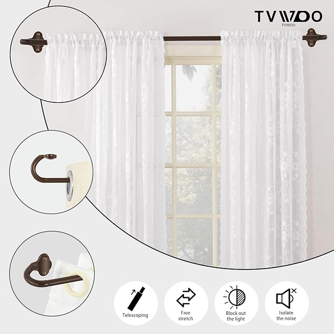 TVWOO Bronze Wrap Around Curtain Rods:5/8 Inch Blackout Adjustable Window Curtain Rod for Bedroom Kitchen Apartment Renter Friendly,Room Darkening Curved Drapery Rods Easy Install,Antique Brown 28-60"