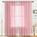 SpaceDresser Sheer Voile Window Treatment Rod Pocket Curtain Panels for Kitchen Bedroom Living Room Drapes Sunlight Filtering Privacy Semi Home Decor Assorted Colors Sizes (Blush, 52 W x 72 L)
