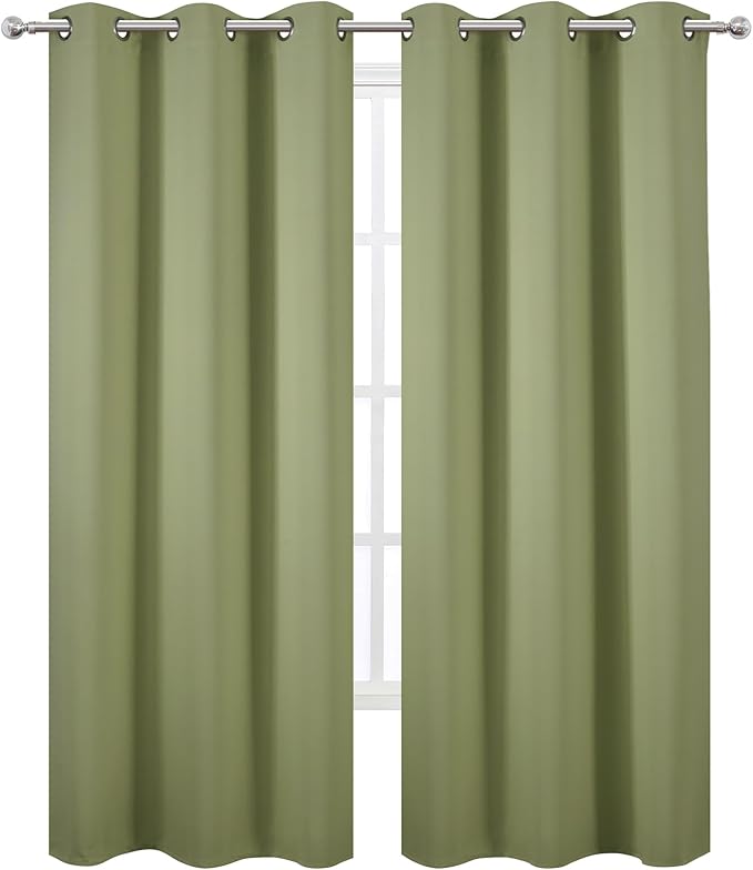 LEMOMO Sage Green Thermal Blackout Curtains/42 x 84 Inch/Set of 2 Panels Room Darkening Curtains for Bedroom