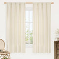 LAMIT Light Beige Linen Curtains 63 inch Length for Bedroom, Soft Semi Sheer Light Filtering Window Treatments Rod Pocket Drapes for Living Room/Small Window, 2 Panels Set, 42 x 63 Inch