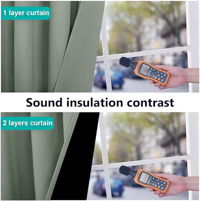 NICETOWN Greyish Green 100% Blackout Curtains 45 inches Long, 2 Thick Layers Completely Blackout Window Treatment Thermal Insulated Lined Drapes for Small Window (1 Pair, 42 inches Width Each Panel)
