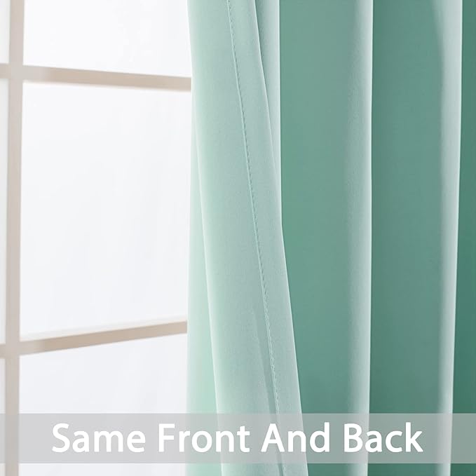 Yakamok Blackout Curtains Room Darkening Thermal Insulated Window Panels,Solid Grommet Top Drapes for Bedroom/Living Room(62Wx72L, Aqua, 2 Panels)