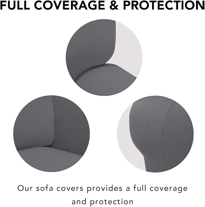 PureFit Super Stretch Sofa Slipcover – Spandex Non Slip Soft Couch Sofa Cover, Washable Furniture Protector with Non Skid Foam and Elastic Bottom for Kids, Pets （Sofa, Gray ）