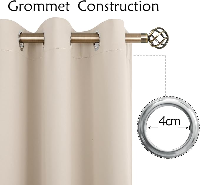 BGment Blackout Curtains - Grommet Thermal Insulated Room Darkening Bedroom and Living Room Curtains, Set of 2 Panels (46 x 54 Inch, Champagne)