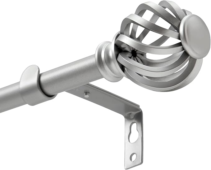 Luvenia Silver Decorative Curtain Rods, 28 to 48 Inch (2.3-4Ft), Small Curtain Rod For Bedroom, Living Room, Kitchen, Farmhouse