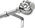 Luvenia Silver Decorative Curtain Rods, 28 to 48 Inch (2.3-4Ft), Small Curtain Rod For Bedroom, Living Room, Kitchen, Farmhouse